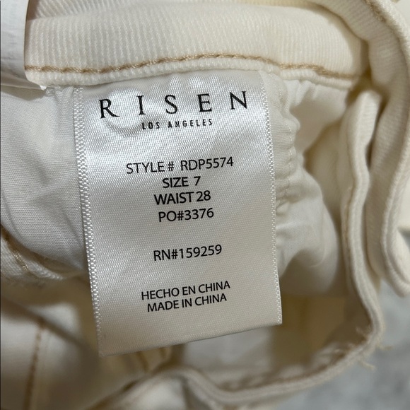 RISEN JEANS WOMENS CREAM WIDE LEG CUFFED JEANS Sz 7/28 - Picture 10 of 12